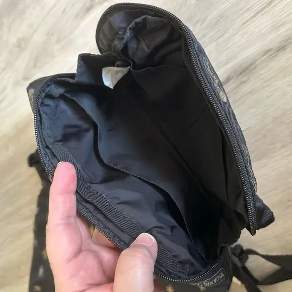 LeSportSac Crossbody Purse & Bag Set Starlet Print Black Metallic Freehand Stars - Picture 9 of 10